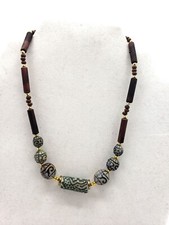 Green and brown wood choker, surfer necklace, boho necklace, hippie necklace