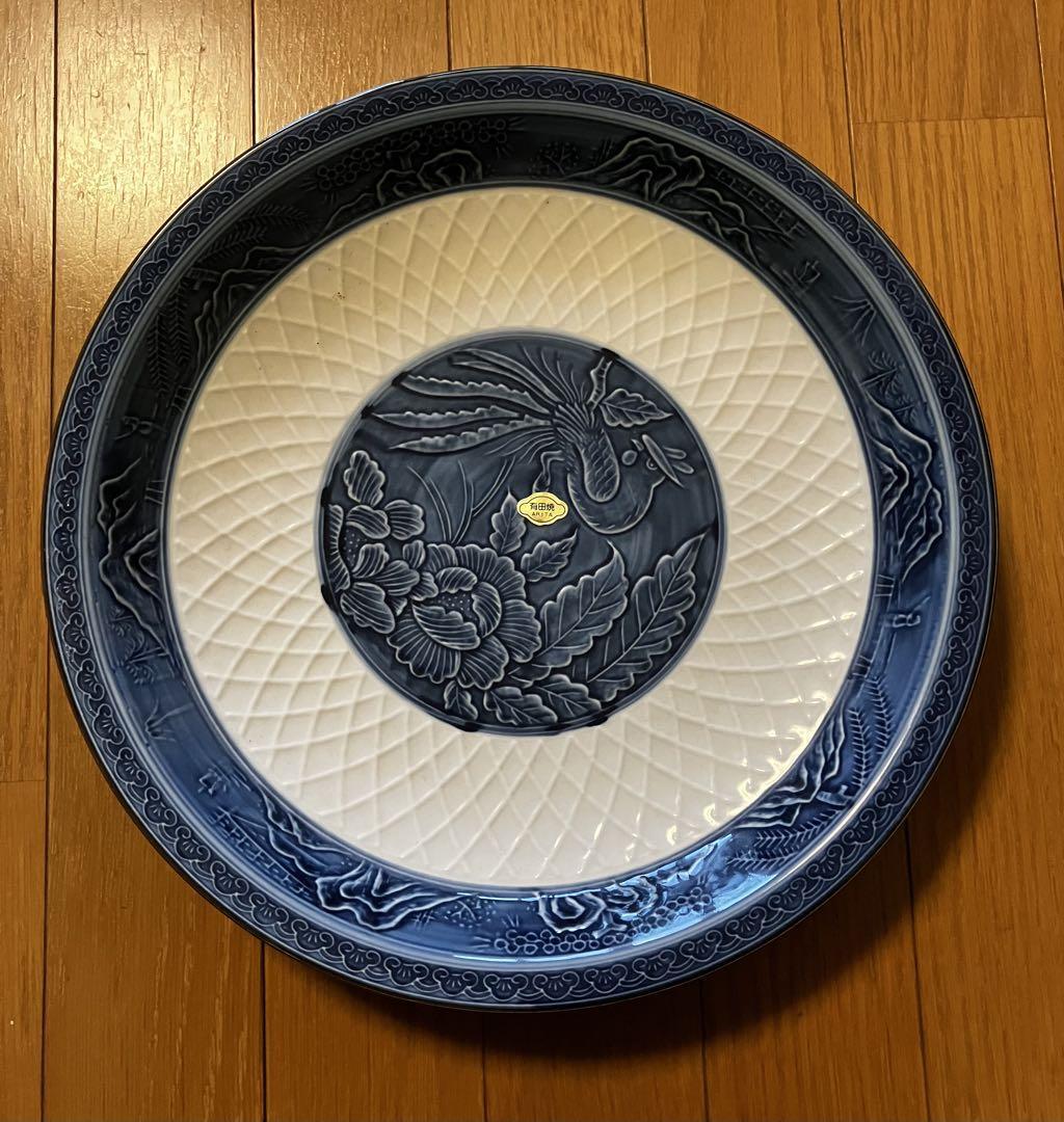 Arita Ware Mansen Kiln Large Plate Blue And White Flower Arita Ware Mansen Kiln Large Plate Blue And White Flower