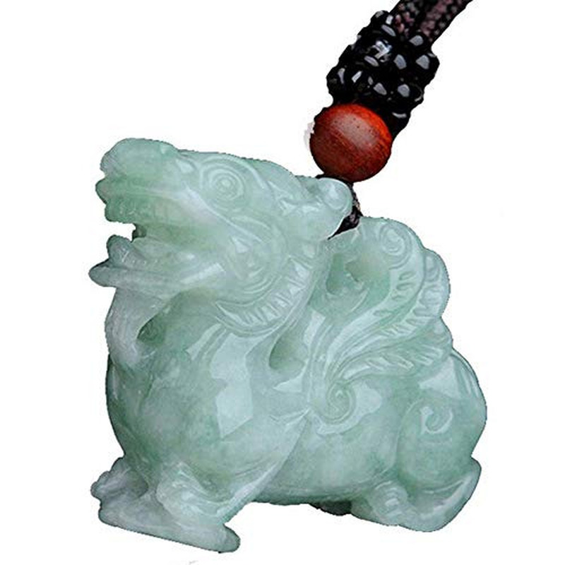 Myanmar Emerald Brave Troops Pendant Necklace Jade Pixiu Lucky Amulet Jewelry