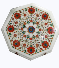 12 " Marmor Table Top Blumenmuster Inlay Steine Pietra Dura Kunst Arbeit