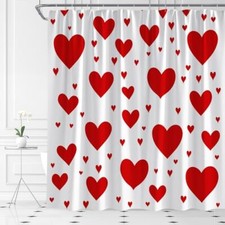 Valentine's Day Shower Curtain Red White Heart Romantic Love Woman Creative