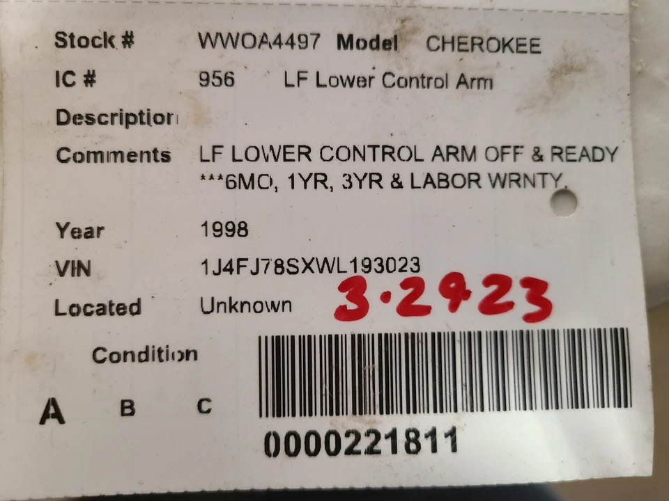 Brazo de control inferior superior delantero usado se adapta a: Jeep Cherokee 1998 delantero superior gr Foto 3 de 4