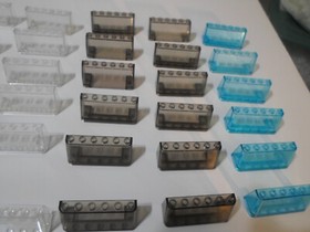 Lot x 30 Lego 4176 Windscreen 2x6x2 Transparent Trans-Clear-black-blue