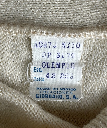 PIERRE CARDIN - VTG. 1980's Ivory V-neck sweater men's size 42 Liverpool Mexico - Picture 7 of 7