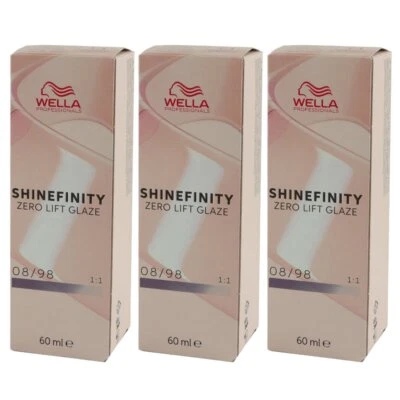 Wella Shinefinity Glaze Cool 3 x 60 ml 08/98 Silver Pearl Tönung Set