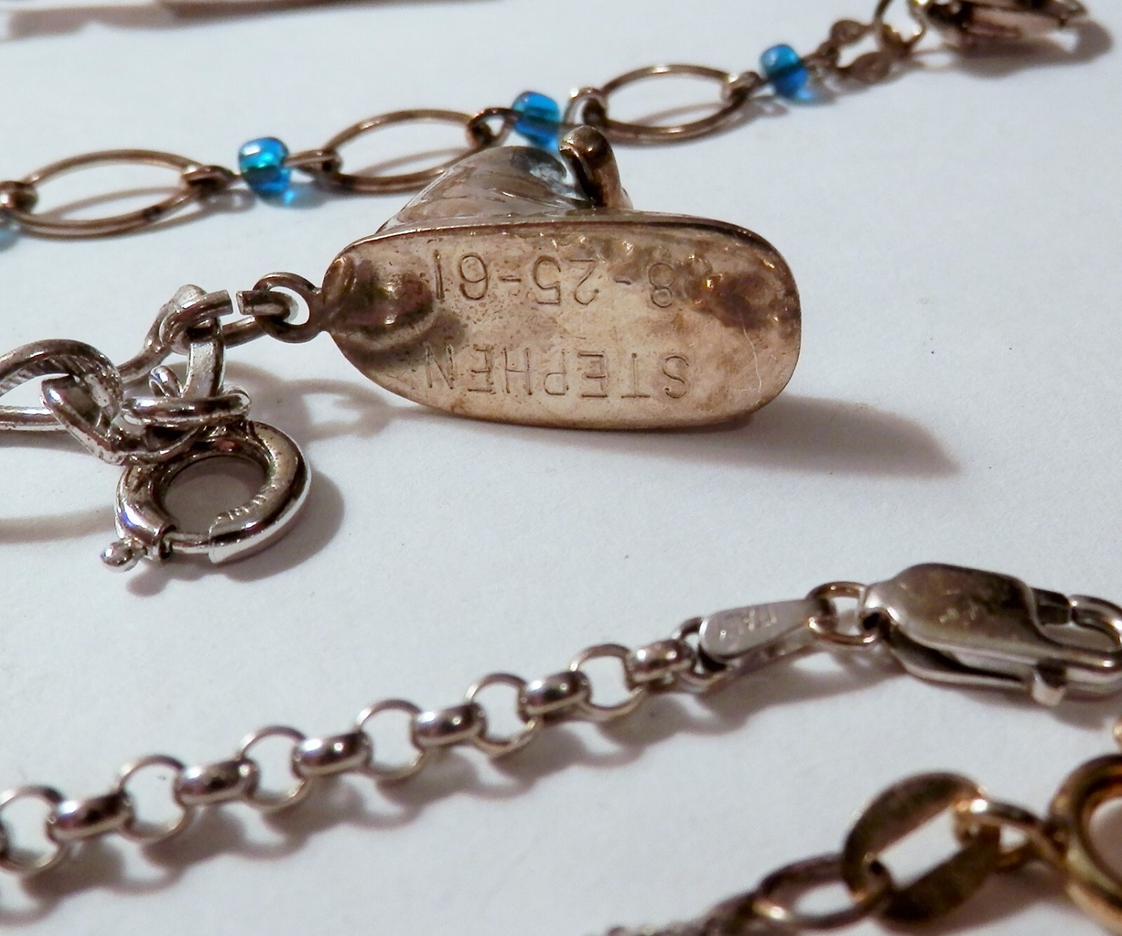 9 Sterling Silver Bracelets FL Shell Dolphin Char… - image 11