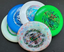 Assortment of 5 misprint Frisbee 175 gram discs