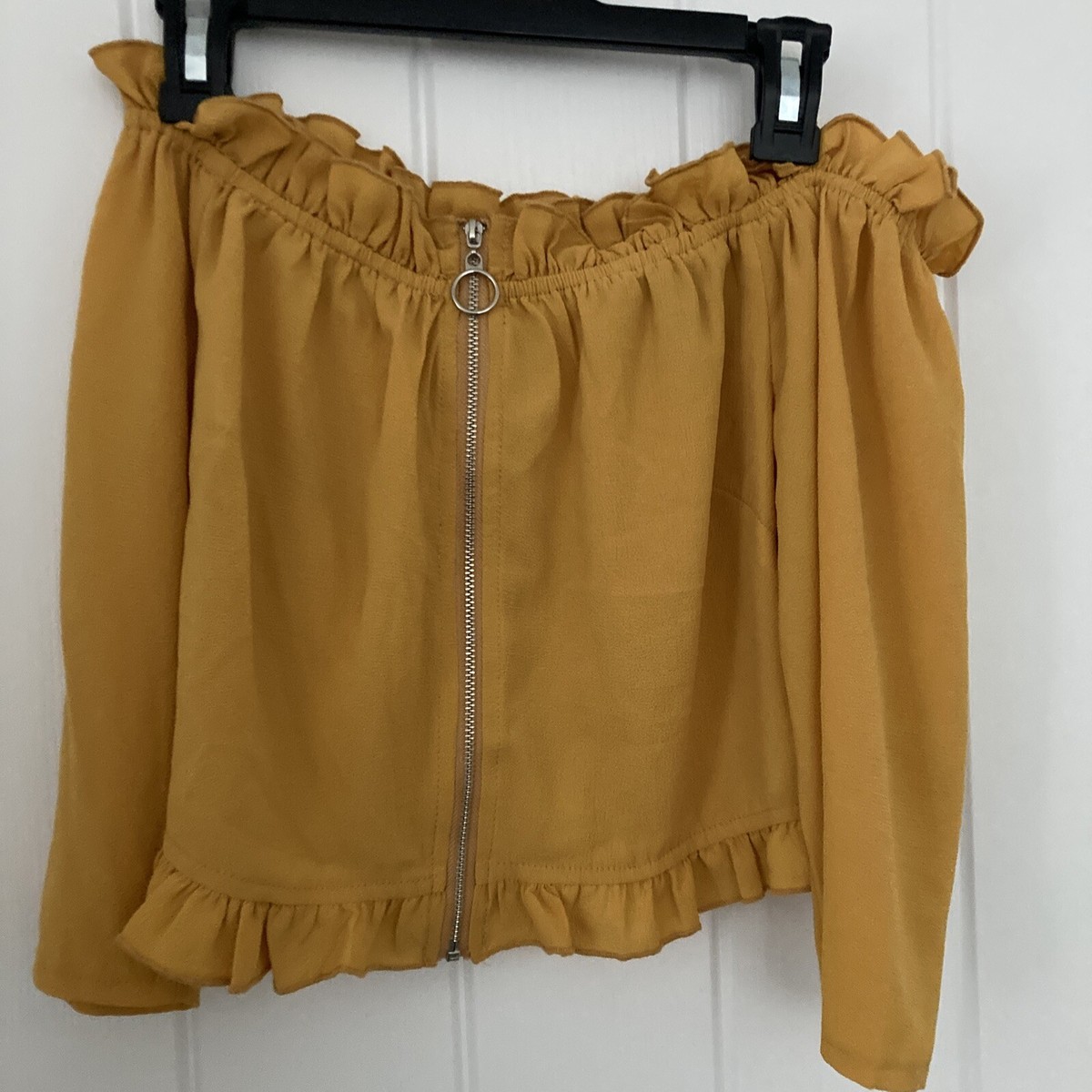 New Look Mustard Yellow Bardot Strapless Top Size 10 Crop Top With