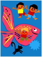401436 POSTER STAMPA PARETE pesce gatto bambini bambino USA