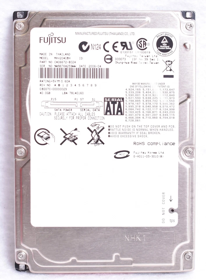 Fujitsu 40GB 5400RPM SATA 1.5Gbps 8MB 2.5-inch Hard Drive CA06672-B024 MHV2040BH - Image 3 of 4