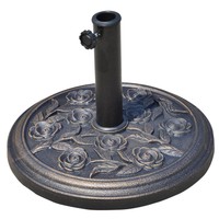 18 Round Decorative Cast Stone Umbrella Holder Base Stand Bronze Finish Rose on sale 18 Round Decorative Cast Stone Umbrella Holder Base Stand Bronze Finish Rose on sale