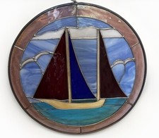 Stained Glass Style Window Sun Catcher Multicolored Boat
