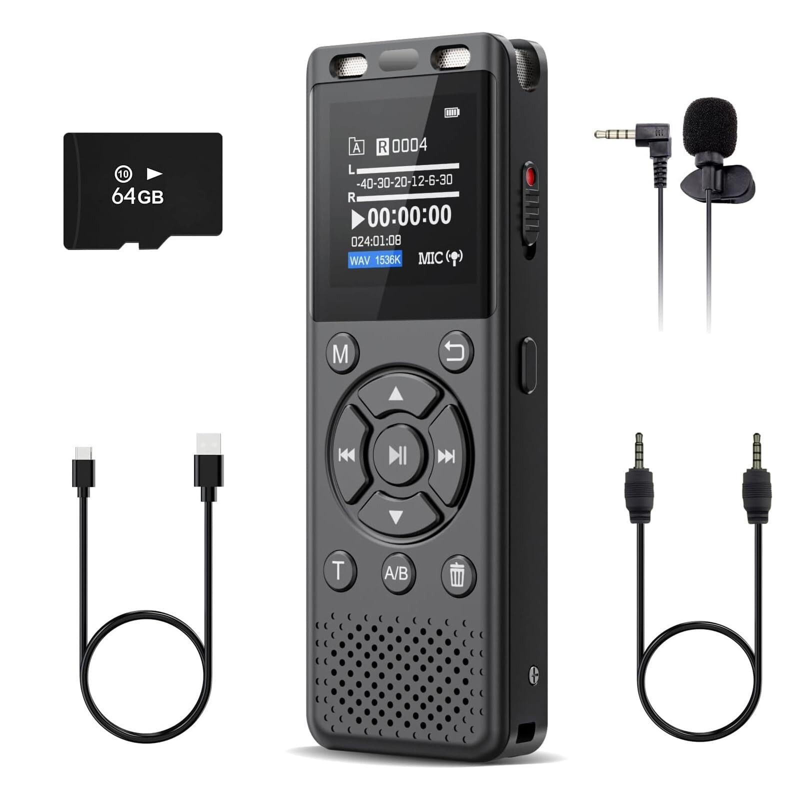 96GB Digital Voice Recorder One Click, HD Recording Easy Control Voice Record...