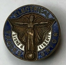 Art Deco Electrical trades union lapel badge No Makers Mark enamel