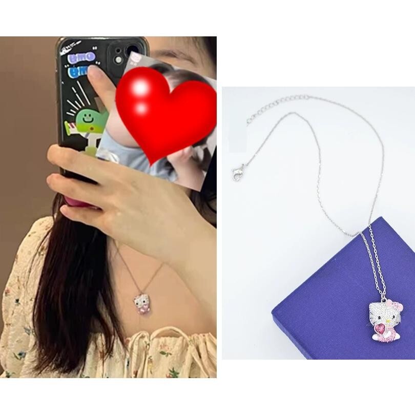 Swarovski Sanrio Hello Kitty Necklace Pendant with Adjuster Heart
