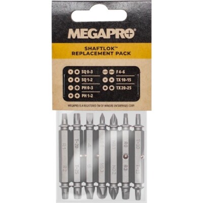 Megapro ShaftLok Screwdriver Replacement Bit Set Phillips Flat Torx Square 151SL