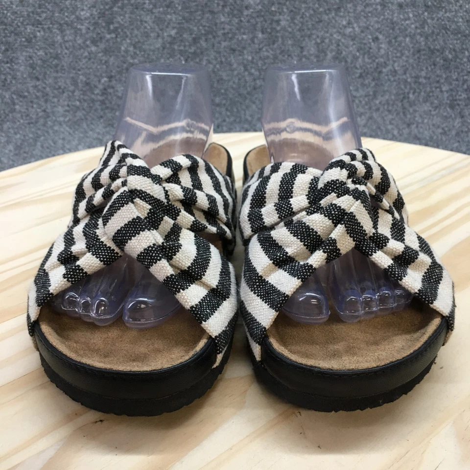 Sandalias Comfortview para mujer 7,5 anchas Reese deslizables planas negras blancas tela sin cordones Foto 4 de 4