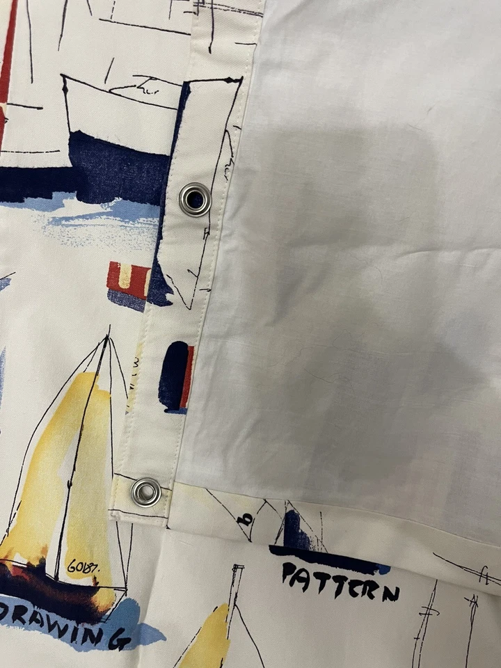 Sailboat shower curtain & Matching window curtains lined - Image 3 of 4