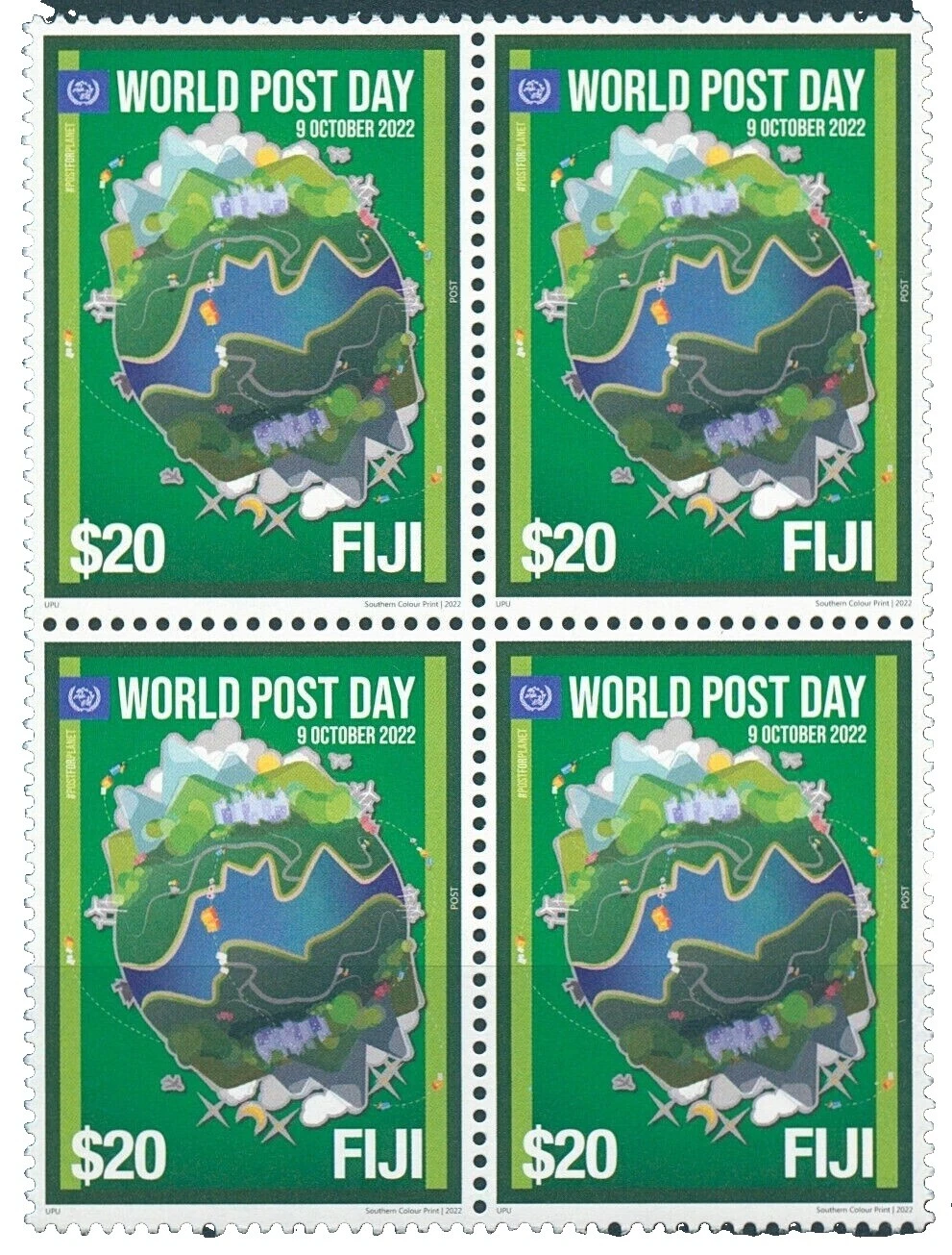 Estampillas de Fiji (1967-presente) en bloque nunca montadas/estampilladas sin montar o nunca montadas