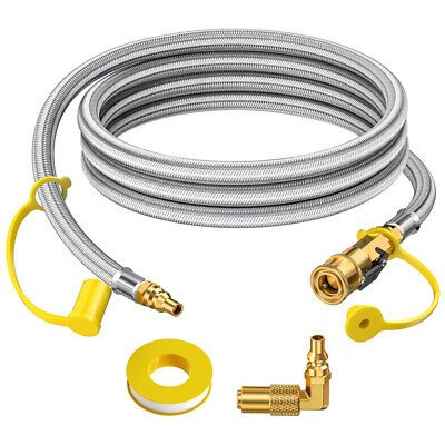 #ad 7FT RV Quick Connect Propane Hose 1 4quot; Safety Shutoff ValveMale Full Flow Plug $25.99