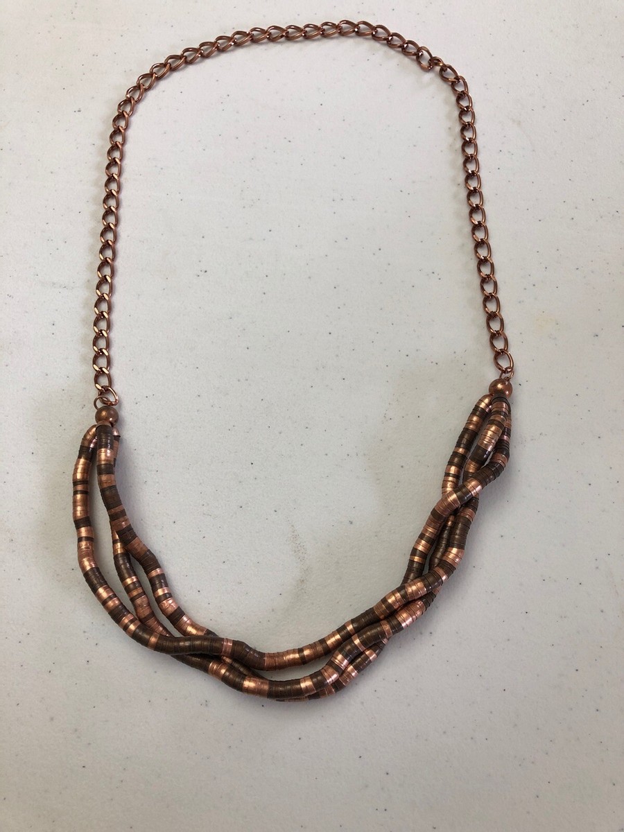 COPPER color beaded multi strand necklace 31