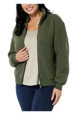 Lacey Chabert Full-Zip Sherpa Jacket Olive