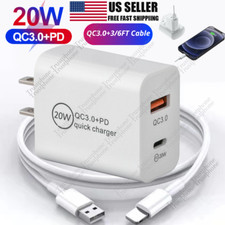 PD 20W QC 3.0 USB Fast Wall Charger Power Adapter For iPhone 14/13/12/11 8 iPads