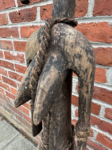 Vintage Tribal Fertility Statue Wood Carving Bird Form 45”H - Picture 3 of 14