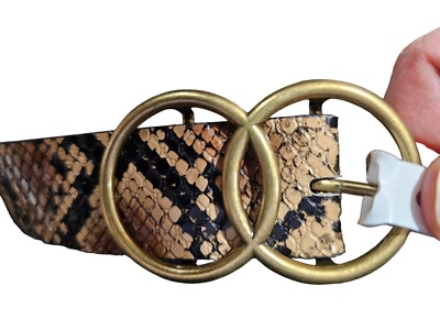 Jessica Simpson, silver snake skin statement belt New, Jessica Simpson Snakeskin Print Buckle Statement Belt main image 3