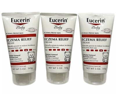 3 Eucerin Baby Eczema Relief Body Cream, Colloidal Oatmeal. 5.0 fl. oz Each. 3X