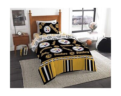 Pittsburgh Steelers NFL Piece Twin Comforter Bedding Set Black/Gold/White  NEW