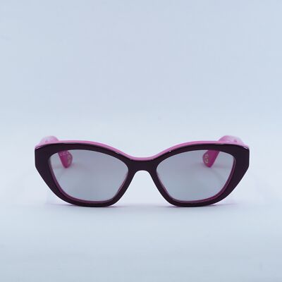Gucci GG1638S 003 Sunglasses Burgundy/Fuchsia Cat Eye Frame, Pink Lenses Gucci Women Sunglasses Burgundy Fuchsia Red Mirrored Cat Eye  main image 2