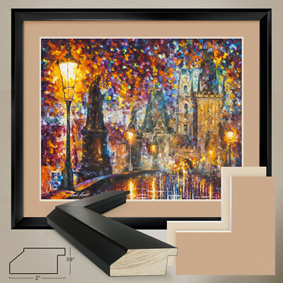38W''x32H'' PRAGUE NIGHT MAGIC by LEONID AFREMOV CZECH DOUBLE MATTE, GLASS & FRAME