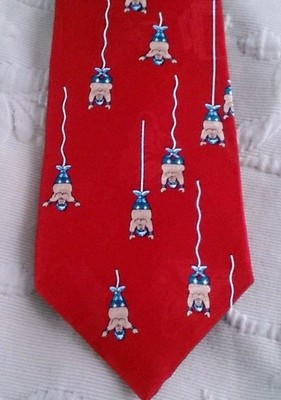 After Dark Bungee Roulette Silk Necktie 4'' x 57'' Red Novelty Jumping Men Tie
