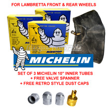 3 x MICHELIN AIRSTOP INNER TUBES for Lambretta 1 Front & 2 Rear Li, TV, SX, GP