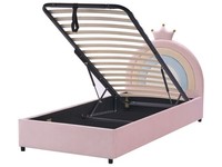 Kinderbett Samt Rosa Mit Bettkasten Lattenrost 90X200 Cm Hohes Kopfteil Grisetot