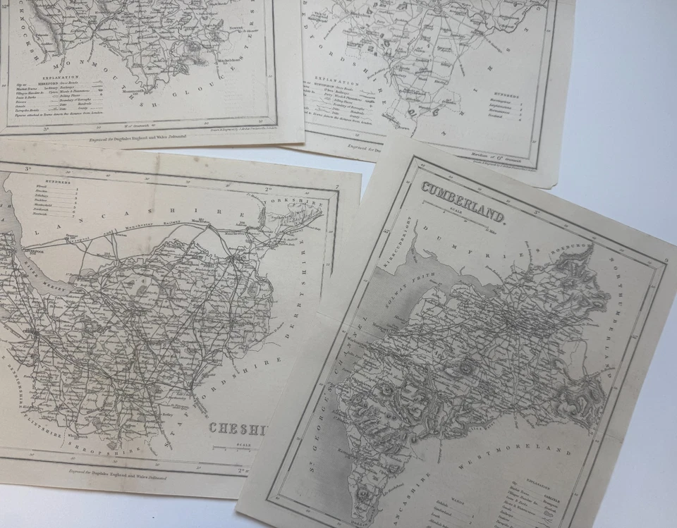 1860 Joshua Archer maps of Cumberland, Herefordshire, Cheshire, 7x9 inch [33403] — 第 2/2 张图片