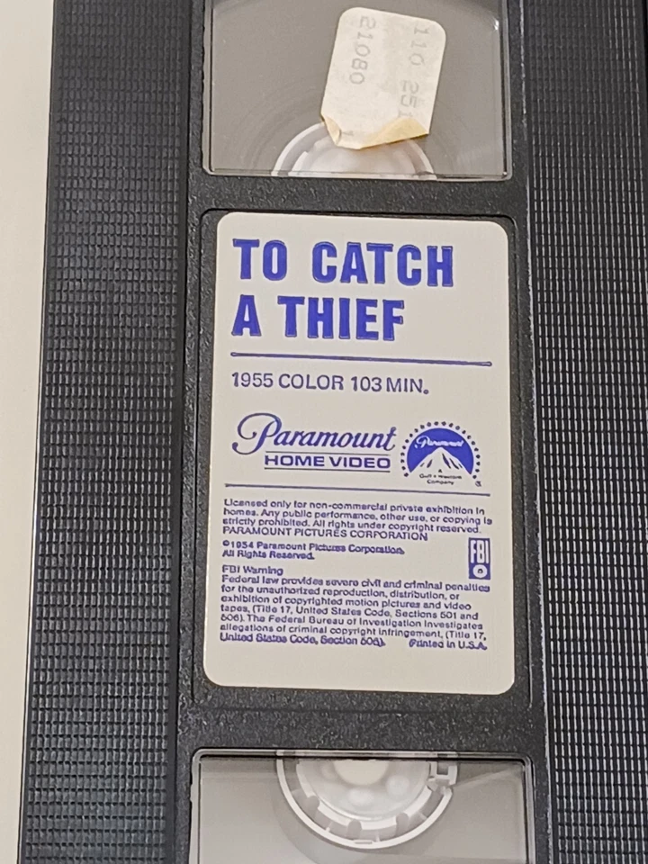 To Catch A Thief VHS 1981 Paramount Home Video 6308 Cary Grant Vintage Rare Foto 3 de 4