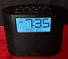 iHome iBT231 Alarm Clock / FM Radio - Bluetooth w/ Dual USB Charging - WORKS