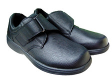 ORTHOFEET 510 MEN BLACK PEBBLE LEATHER SINGLESTRAP SHOES ORTHOPEDIC LOAFER 11 2E