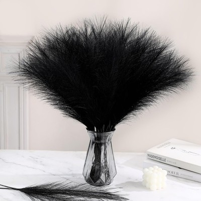 36 PCS Black Pampas Grass 21.6 Inch Faux Artificial Fluffy Decor Wedding