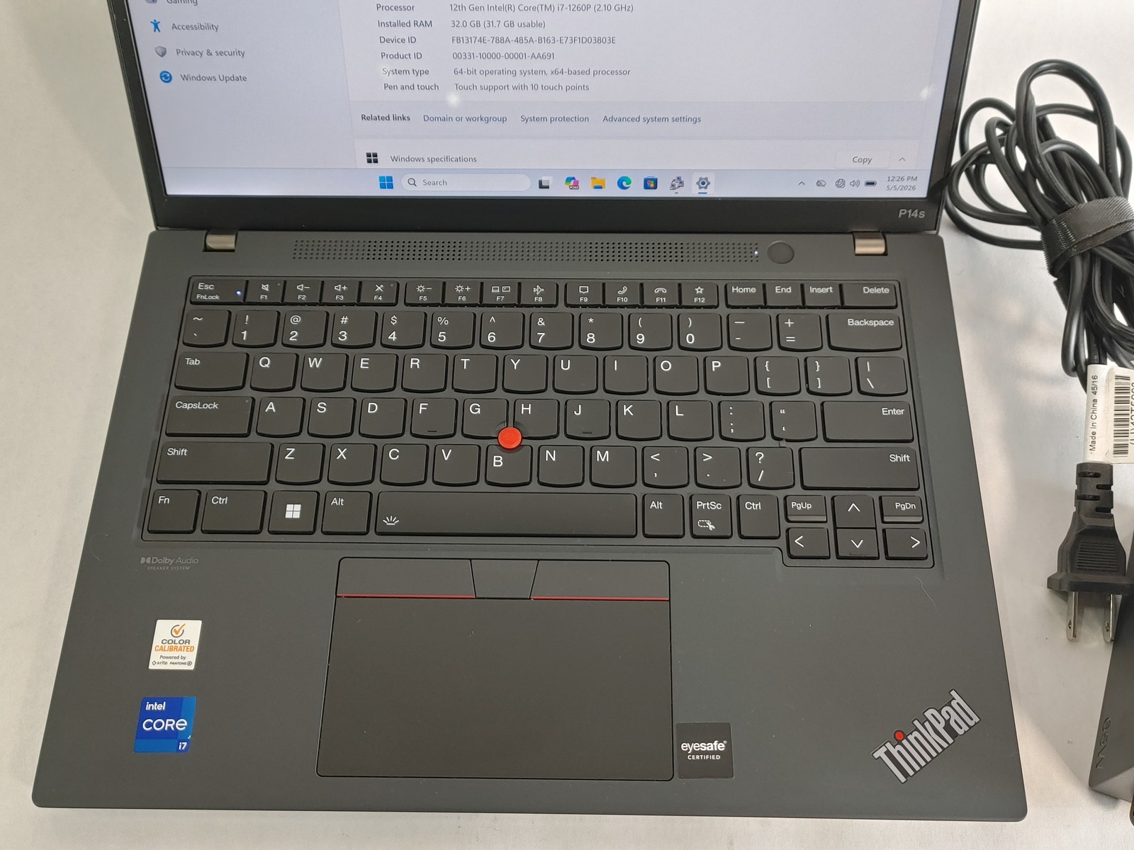 Lenovo ThinkPad P14s Gen 3, 14-Inch Laptop, with Core i7 12th Gen., Windows 11 Home