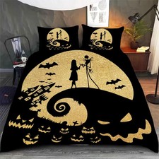 Jack And Sally Halloween Bedding Set, Disneyland Nightmare Bedding, Skellington