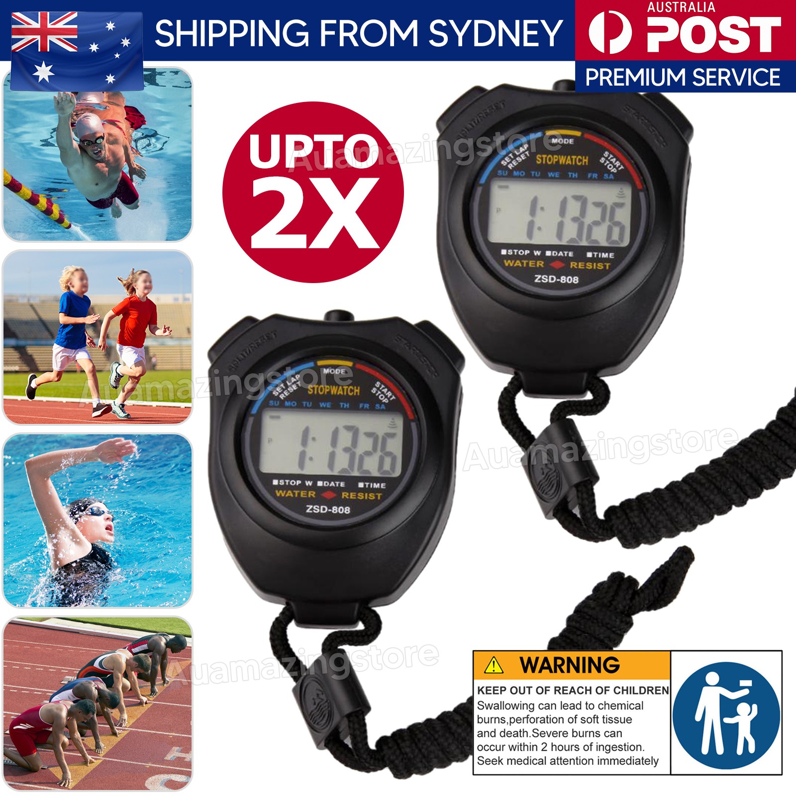 Digital Timer Stop Watch Handheld Stopwatch Chronograph Sport Counter Lap Clock