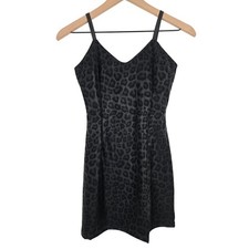 Aqua Leopard Print Mini Dress Size XS Black Sleeveless Club Party Dress