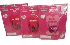 3 Pom Pom Valentine You Make Cards 3 pack of 6 total 18 New