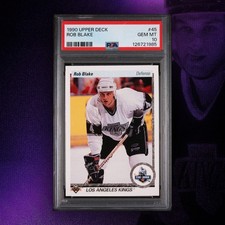 1990 Upper Deck Rob Blake (#45) RC Rookie Kings HOF – PSA 10 GEM MINT
