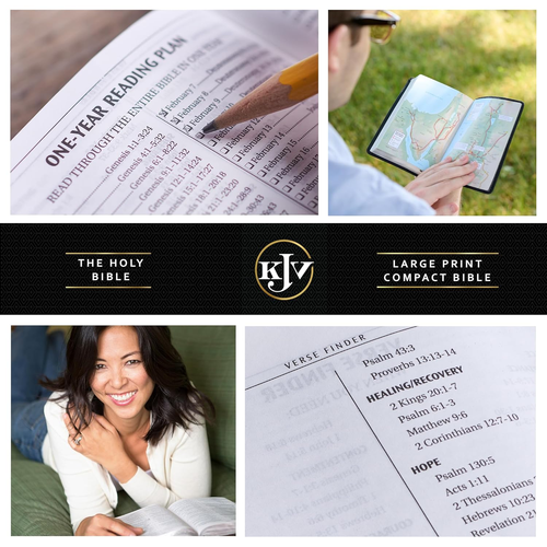 KJV Holy Bible, Compact Large Print Faux Leather Red Letter Edition - Ribbon Mar - Picture 2 of 12