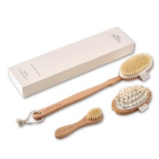 Dry Brushing Body Brush Set Natural Bristle Spa Exfoliator Kit with Face Cl...