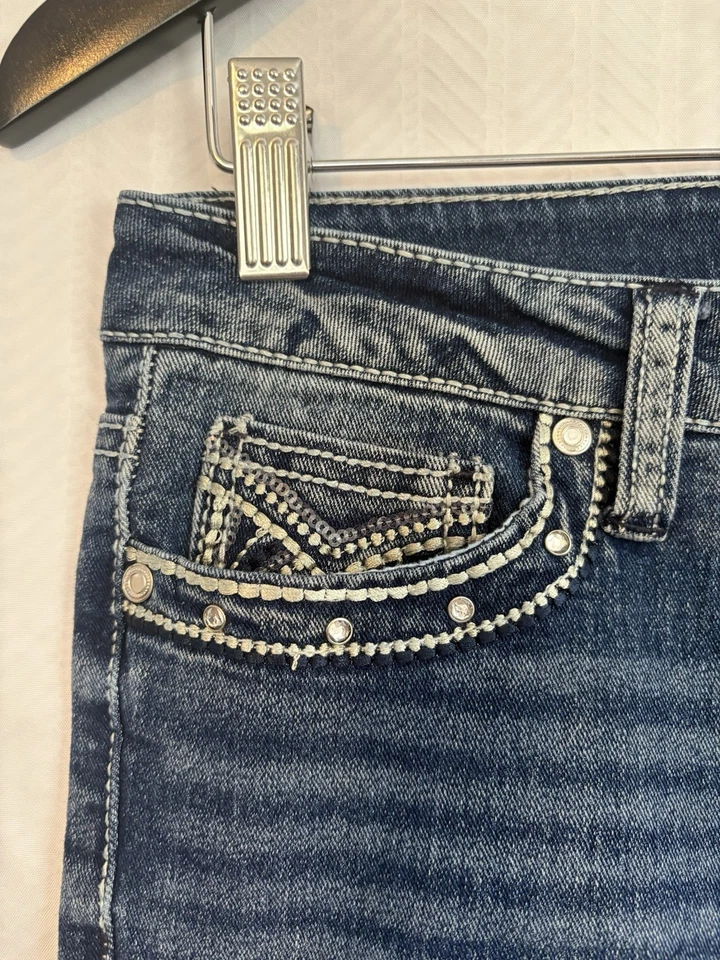 Pantalones de mezclilla elásticos Almost Famous Too lentejuelas estrás talla 14 niñas Foto 3 de 4